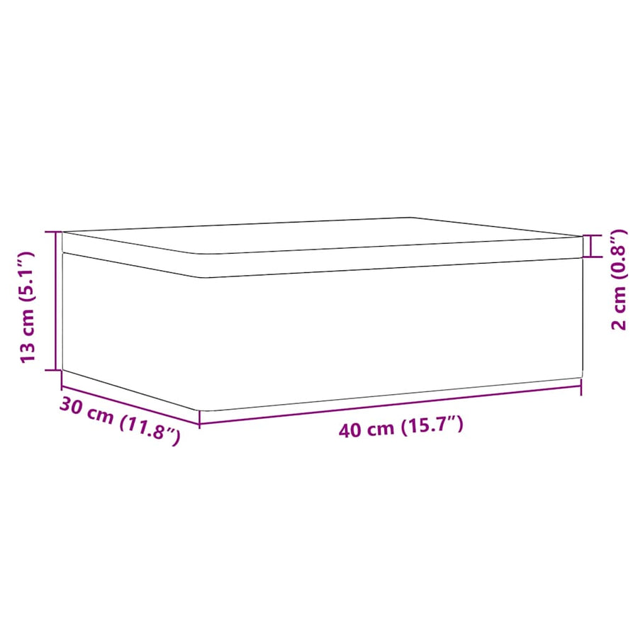 Houten kist met deksel 40x30x13 cm massief grenenhout