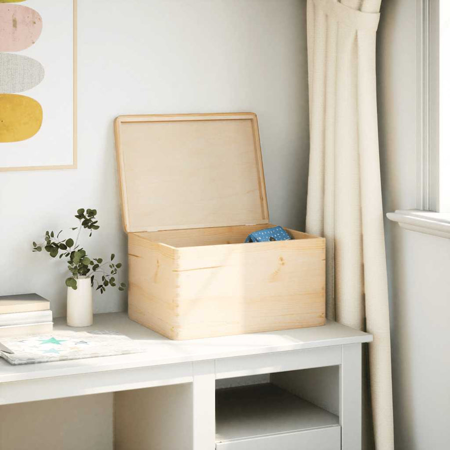 Houten kist met deksel 40x30x23 cm massief grenenhout