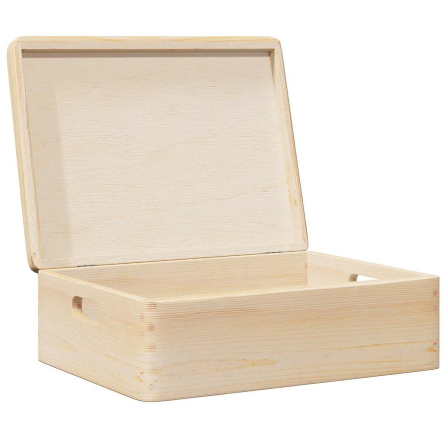Houten kist met deksel&handvatten 40x30x13cm massief grenenhout