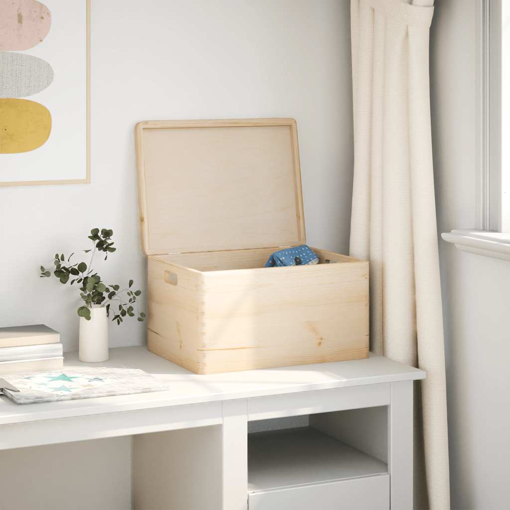 Houten kist met deksel&handvatten 40x30x23cm massief grenenhout