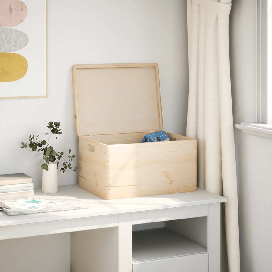 Houten kist met deksel&handvatten 40x30x23cm massief grenenhout