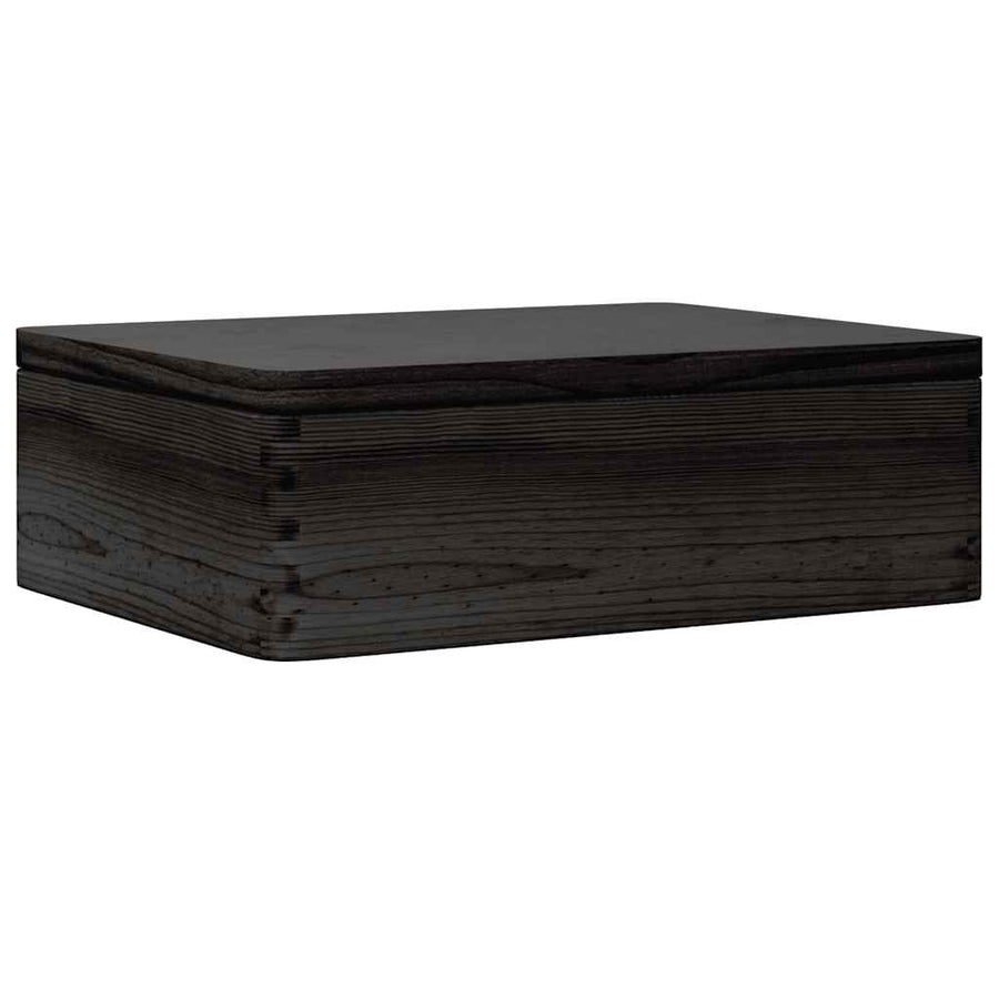 Houten kist met deksel 40x30x13 cm massief grenenhout zwart