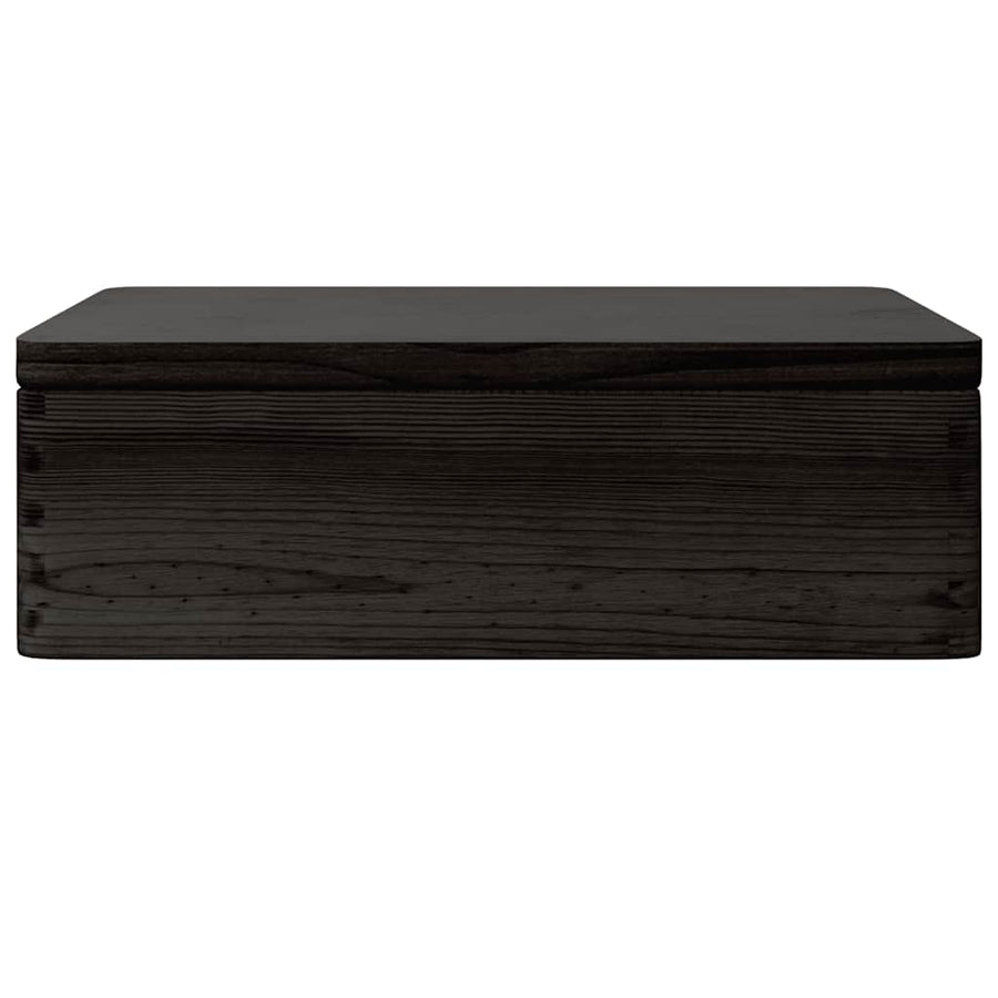 Houten kist met deksel 40x30x13 cm massief grenenhout zwart