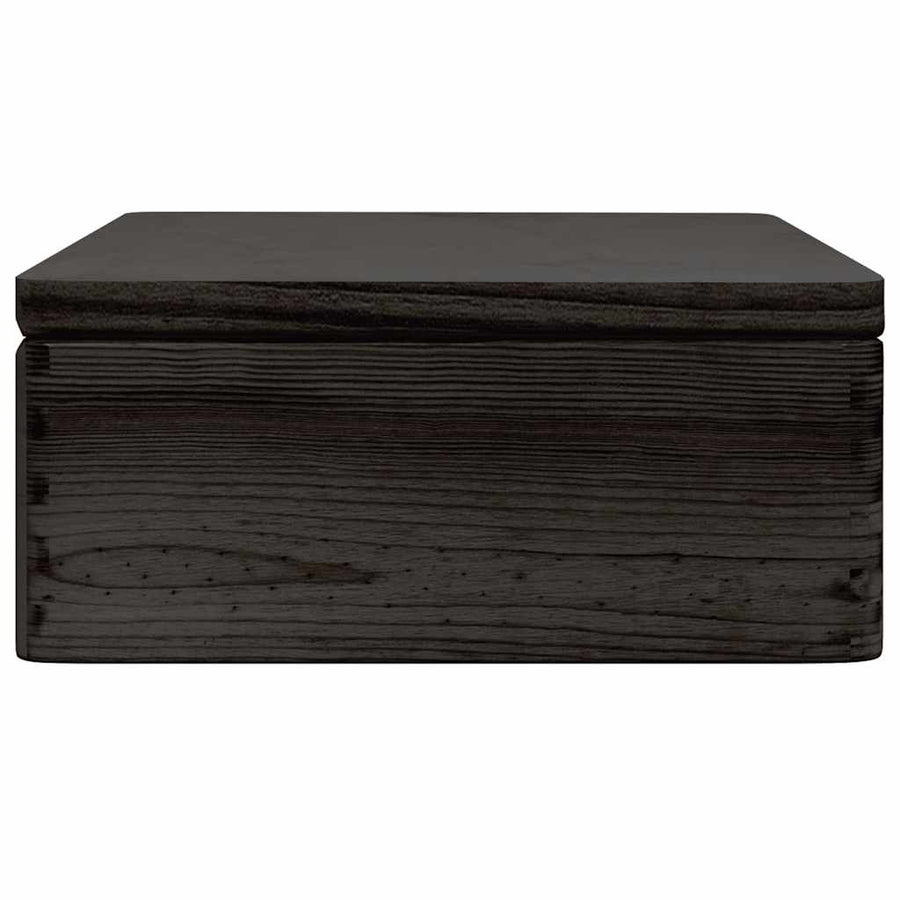 Houten kist met deksel 40x30x13 cm massief grenenhout zwart