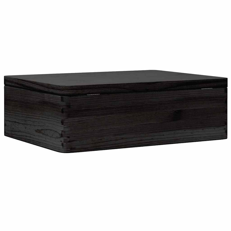 Houten kist met deksel 40x30x13 cm massief grenenhout zwart
