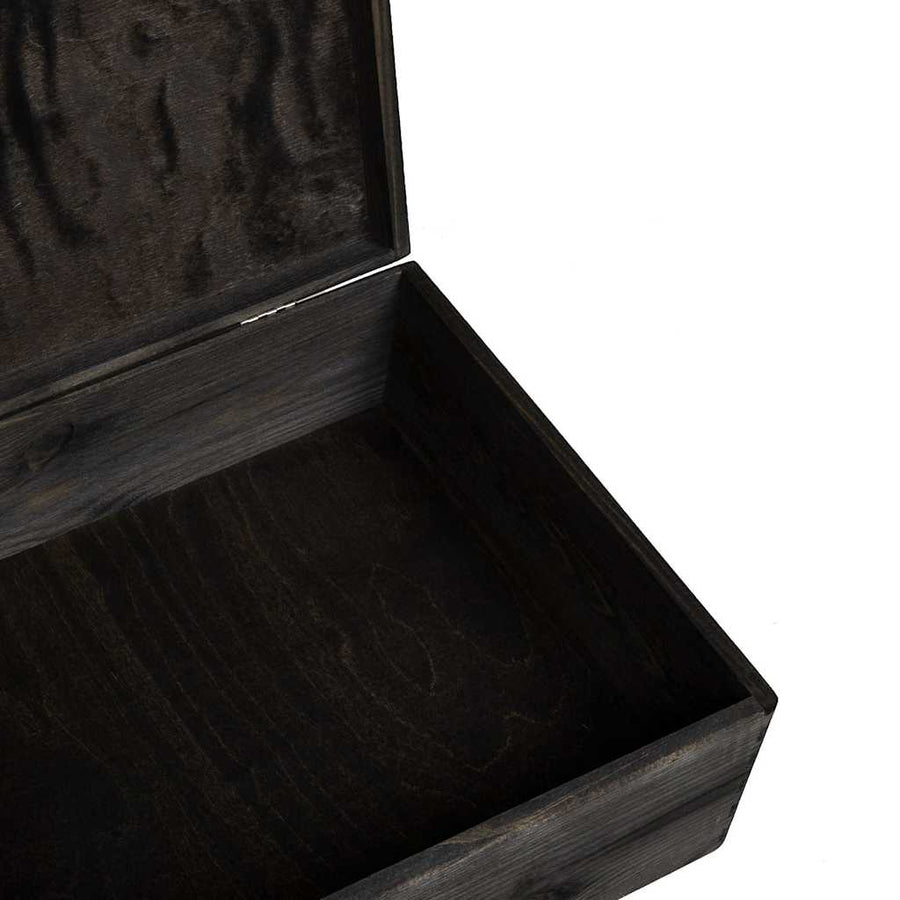 Houten kist met deksel 40x30x13 cm massief grenenhout zwart