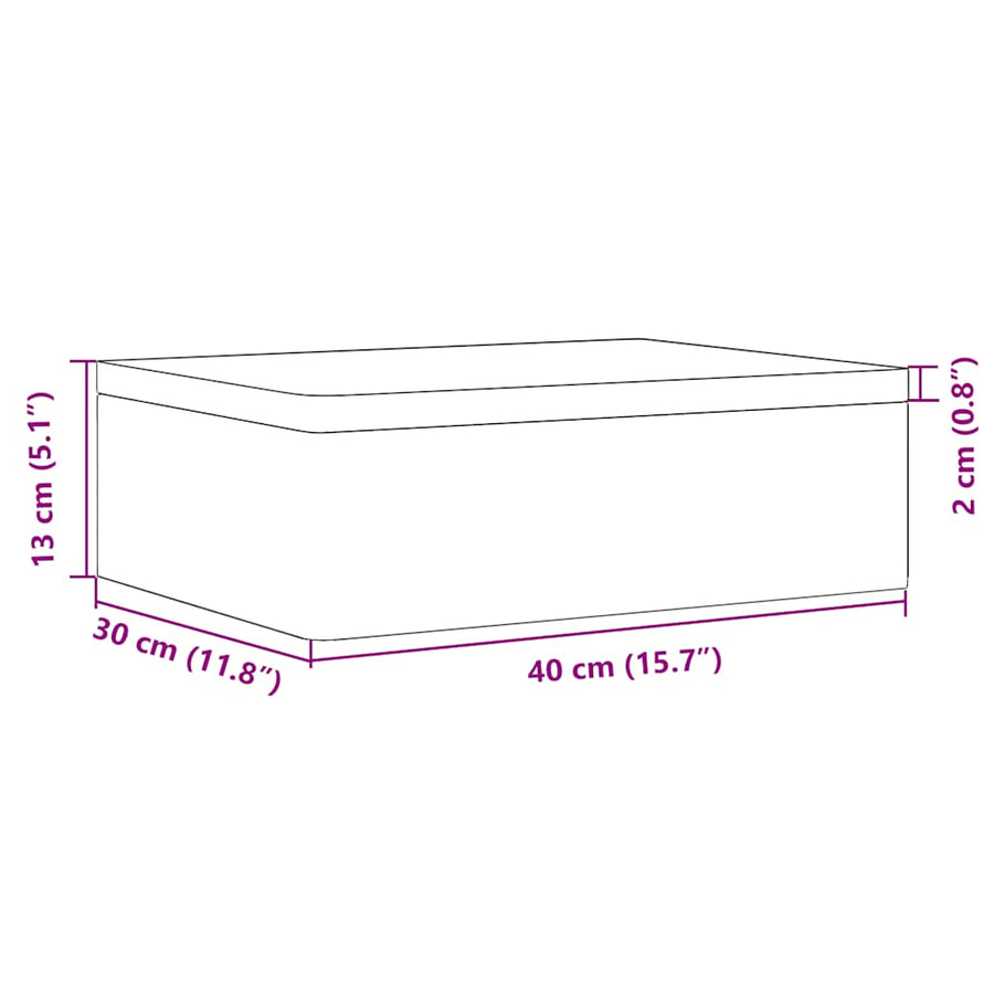 Houten kist met deksel 40x30x13 cm massief grenenhout zwart