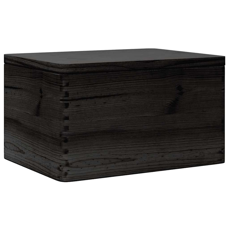 Houten kist met deksel 40x30x23 cm massief grenenhout zwart