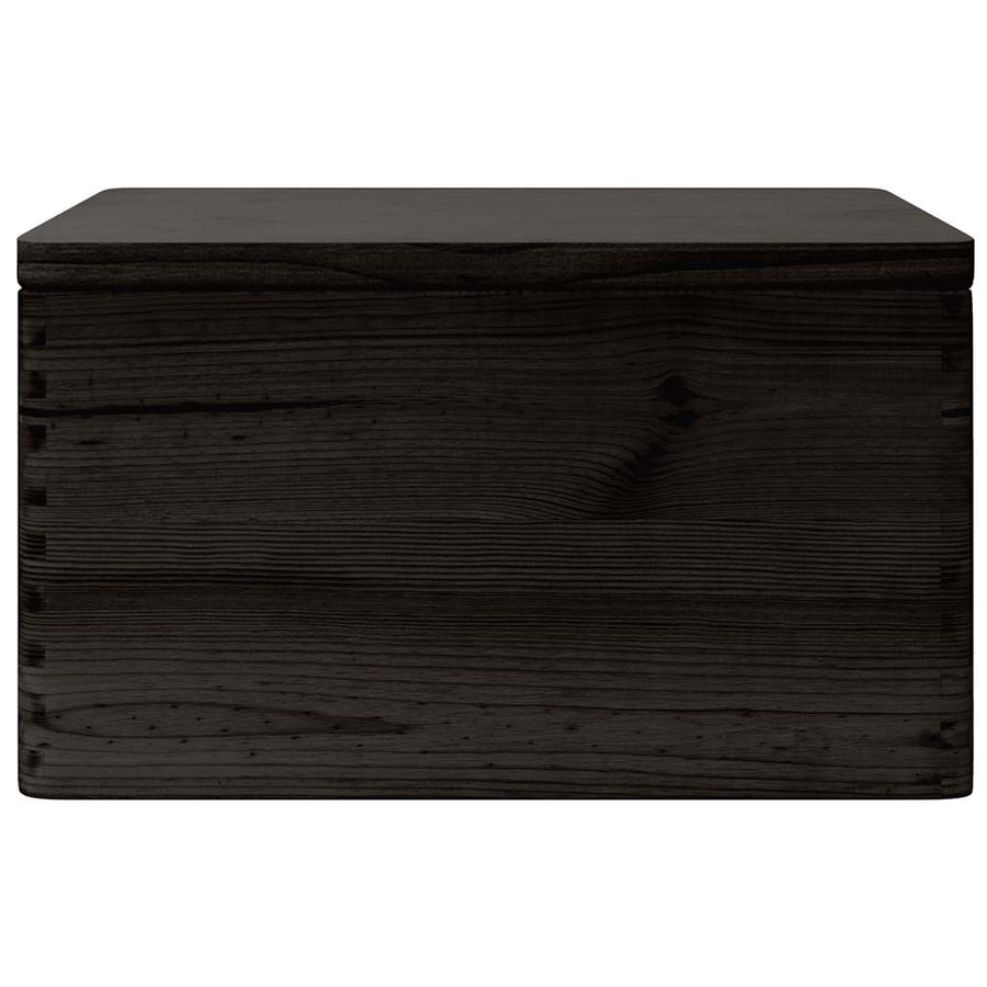 Houten kist met deksel 40x30x23 cm massief grenenhout zwart