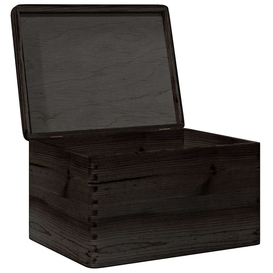 Houten kist met deksel 40x30x23 cm massief grenenhout zwart
