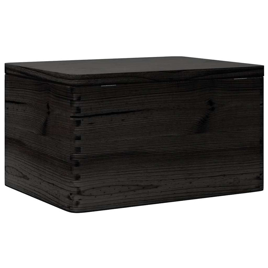 Houten kist met deksel 40x30x23 cm massief grenenhout zwart