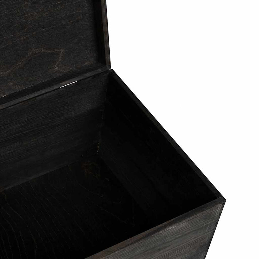 Houten kist met deksel 40x30x23 cm massief grenenhout zwart