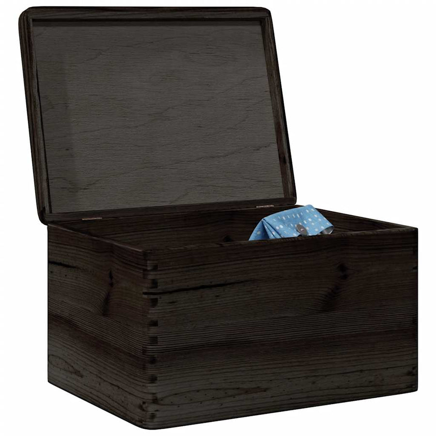 Houten kist met deksel 40x30x23 cm massief grenenhout zwart