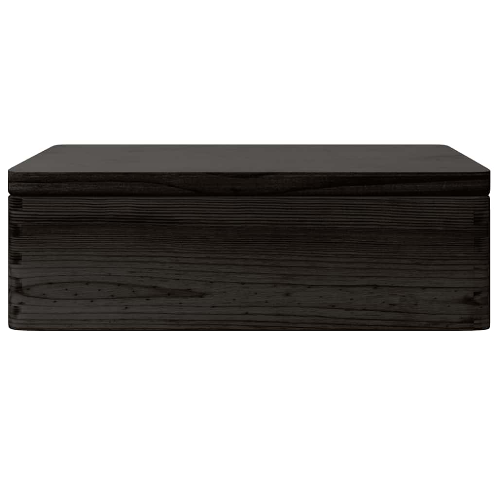 Houten kist met deksel&handvatten 40x30x13cm grenenhout zwart