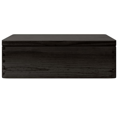 Houten kist met deksel&handvatten 40x30x13cm grenenhout zwart