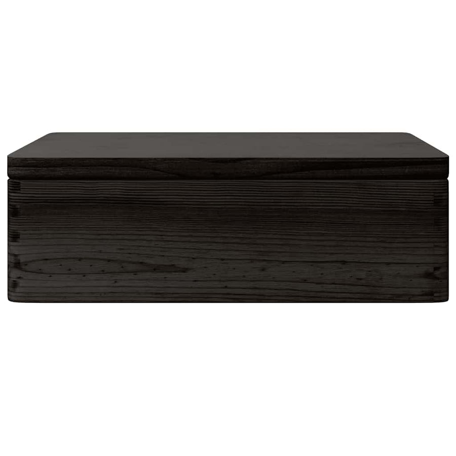 Houten kist met deksel&handvatten 40x30x13cm grenenhout zwart