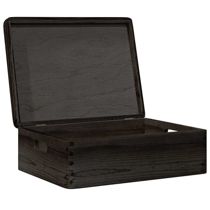 Houten kist met deksel&handvatten 40x30x13cm grenenhout zwart