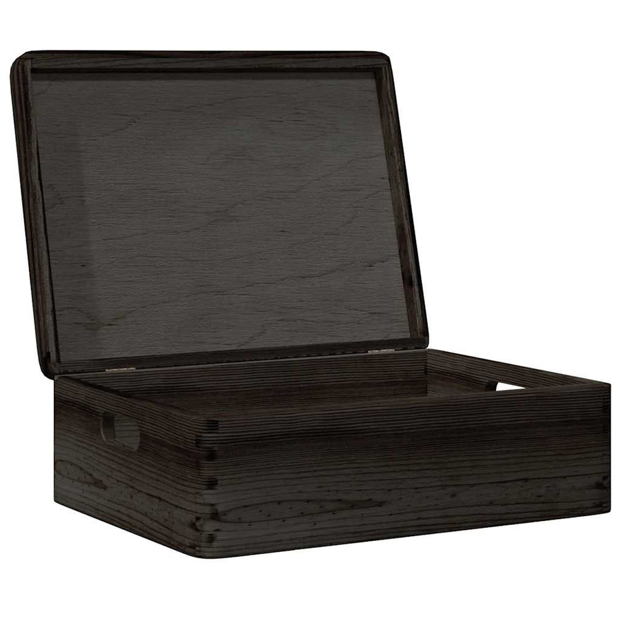 Houten kist met deksel&handvatten 40x30x13cm grenenhout zwart