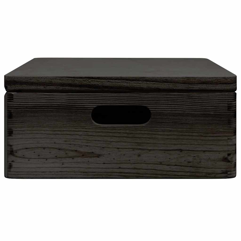 Houten kist met deksel&handvatten 40x30x13cm grenenhout zwart