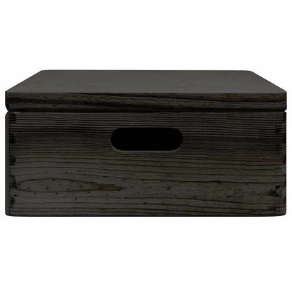 Houten kist met deksel&handvatten 40x30x13cm grenenhout zwart
