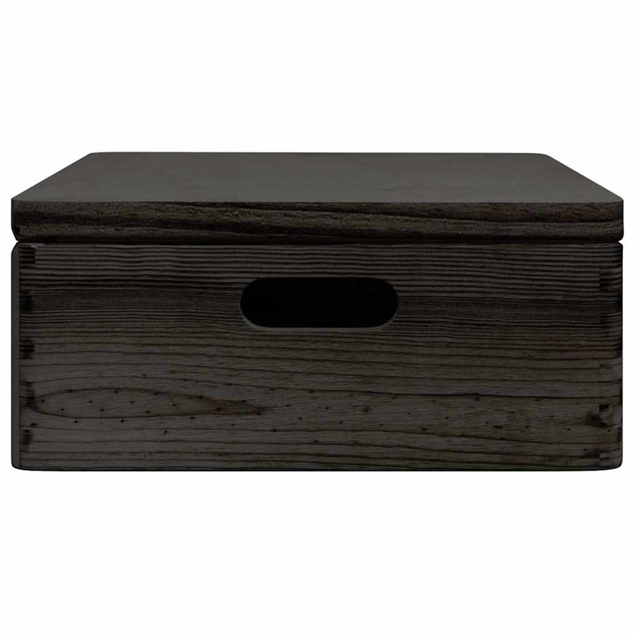 Houten kist met deksel&handvatten 40x30x13cm grenenhout zwart