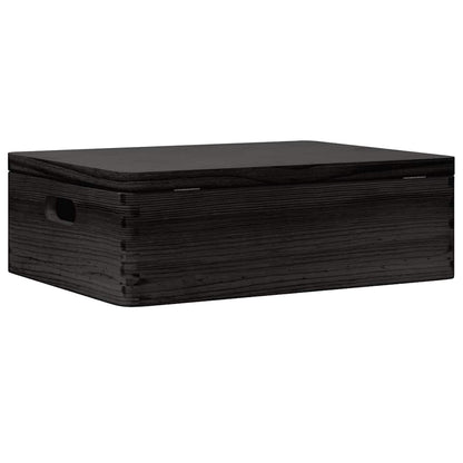 Houten kist met deksel&handvatten 40x30x13cm grenenhout zwart