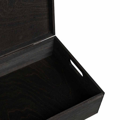 Houten kist met deksel&handvatten 40x30x13cm grenenhout zwart