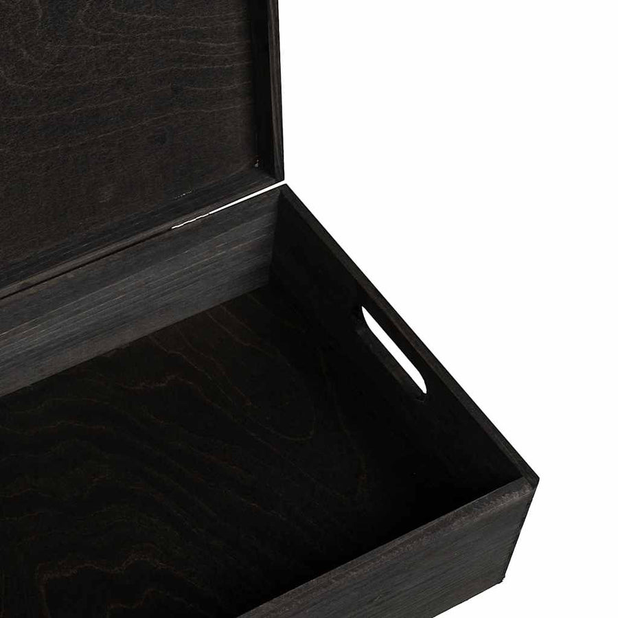 Houten kist met deksel&handvatten 40x30x13cm grenenhout zwart