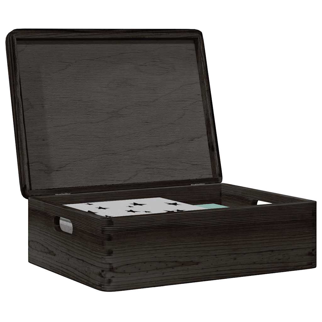 Houten kist met deksel&handvatten 40x30x13cm grenenhout zwart