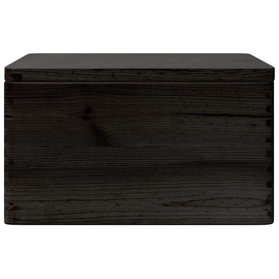 Houten kist met deksel&handvatten 40x30x23cm grenenhout zwart