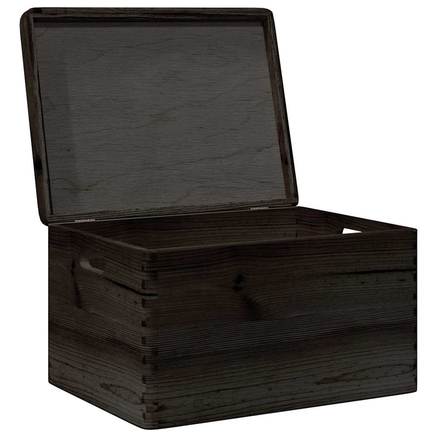 Houten kist met deksel&handvatten 40x30x23cm grenenhout zwart