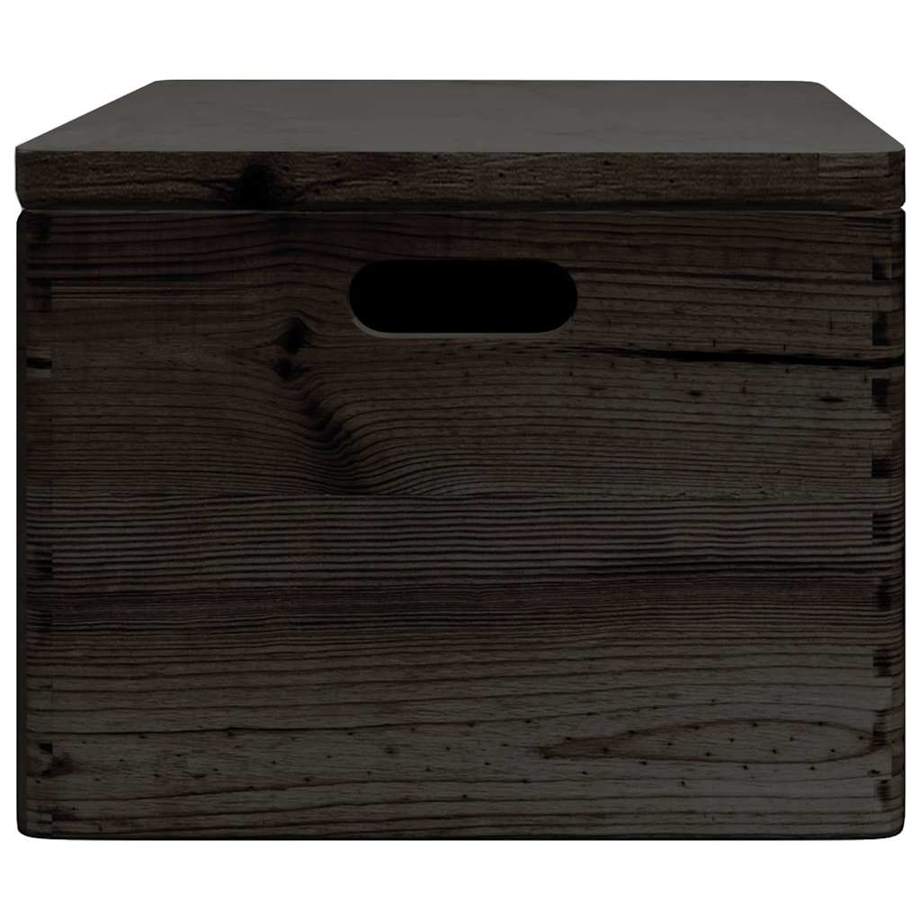 Houten kist met deksel&handvatten 40x30x23cm grenenhout zwart