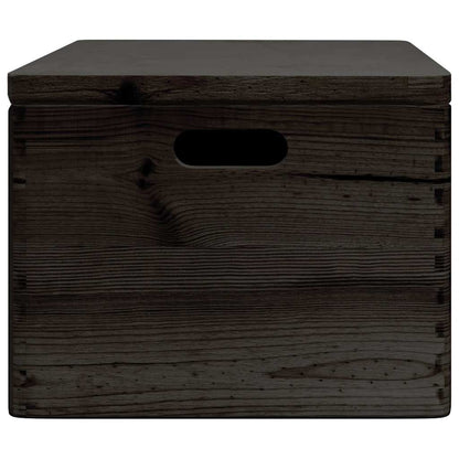 Houten kist met deksel&handvatten 40x30x23cm grenenhout zwart