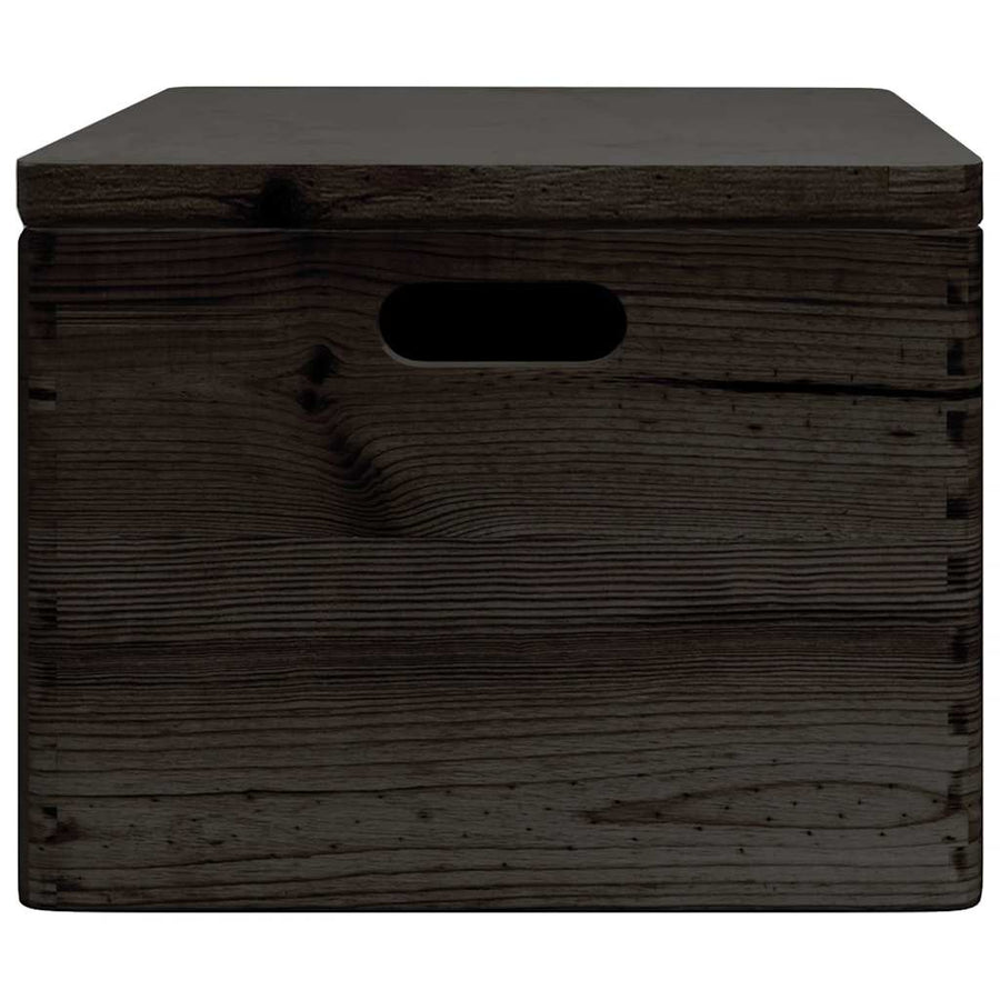 Houten kist met deksel&handvatten 40x30x23cm grenenhout zwart