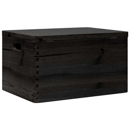 Houten kist met deksel&handvatten 40x30x23cm grenenhout zwart
