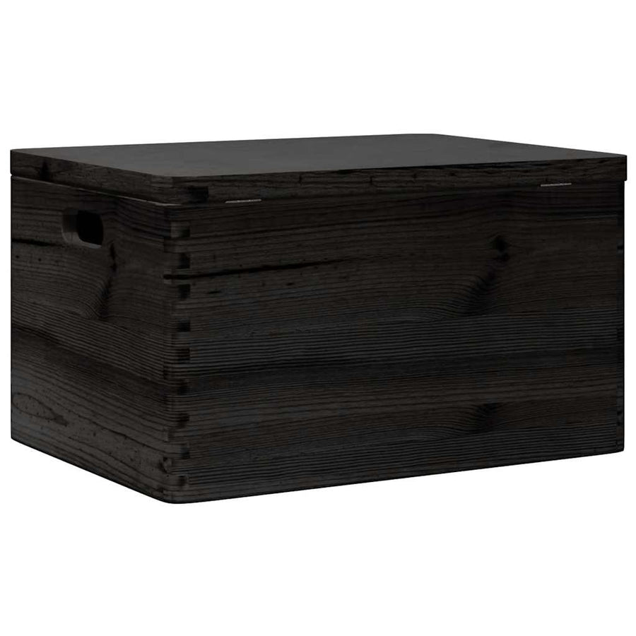 Houten kist met deksel&handvatten 40x30x23cm grenenhout zwart