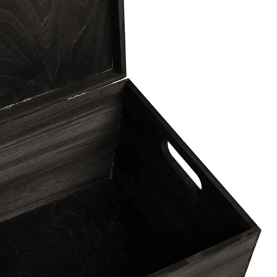 Houten kist met deksel&handvatten 40x30x23cm grenenhout zwart