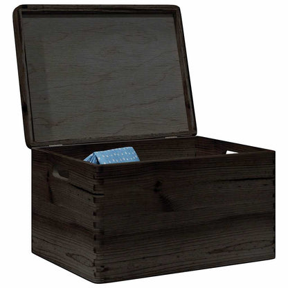 Houten kist met deksel&handvatten 40x30x23cm grenenhout zwart