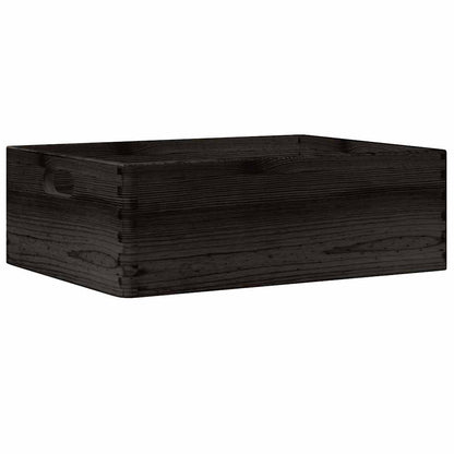 Houten kist met handvatten 40x30x13 cm massief grenenhout zwart