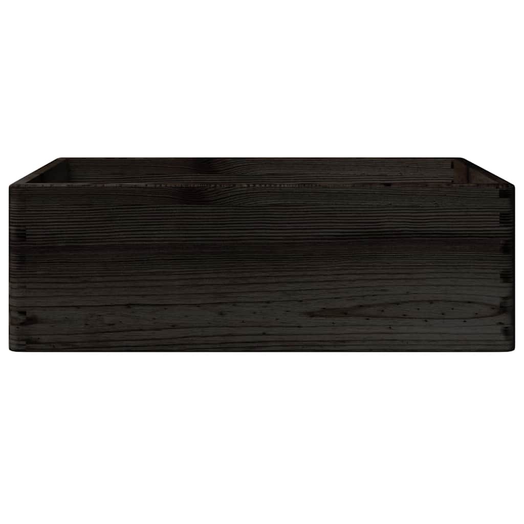 Houten kist met handvatten 40x30x13 cm massief grenenhout zwart