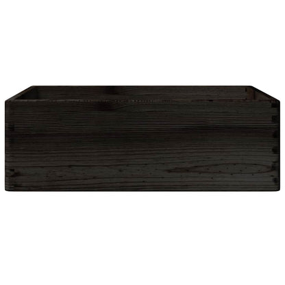 Houten kist met handvatten 40x30x13 cm massief grenenhout zwart