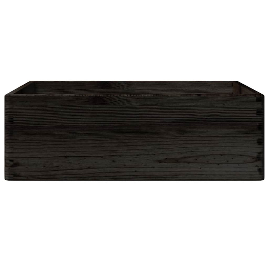 Houten kist met handvatten 40x30x13 cm massief grenenhout zwart