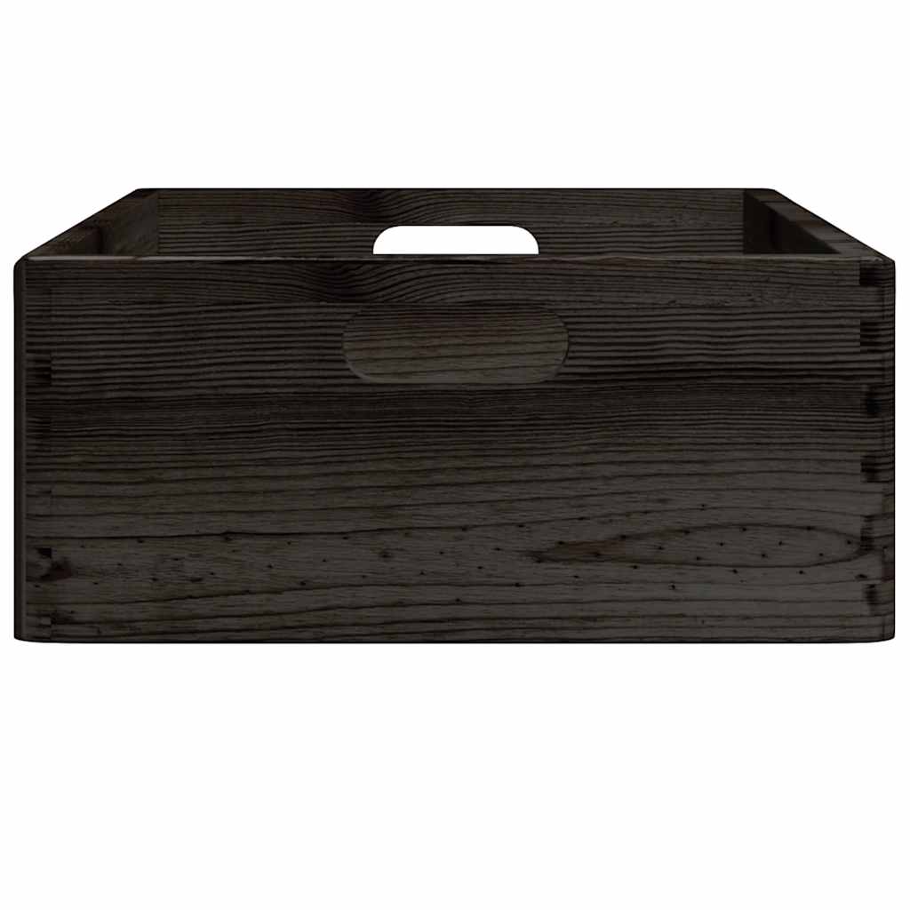 Houten kist met handvatten 40x30x13 cm massief grenenhout zwart