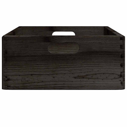 Houten kist met handvatten 40x30x13 cm massief grenenhout zwart