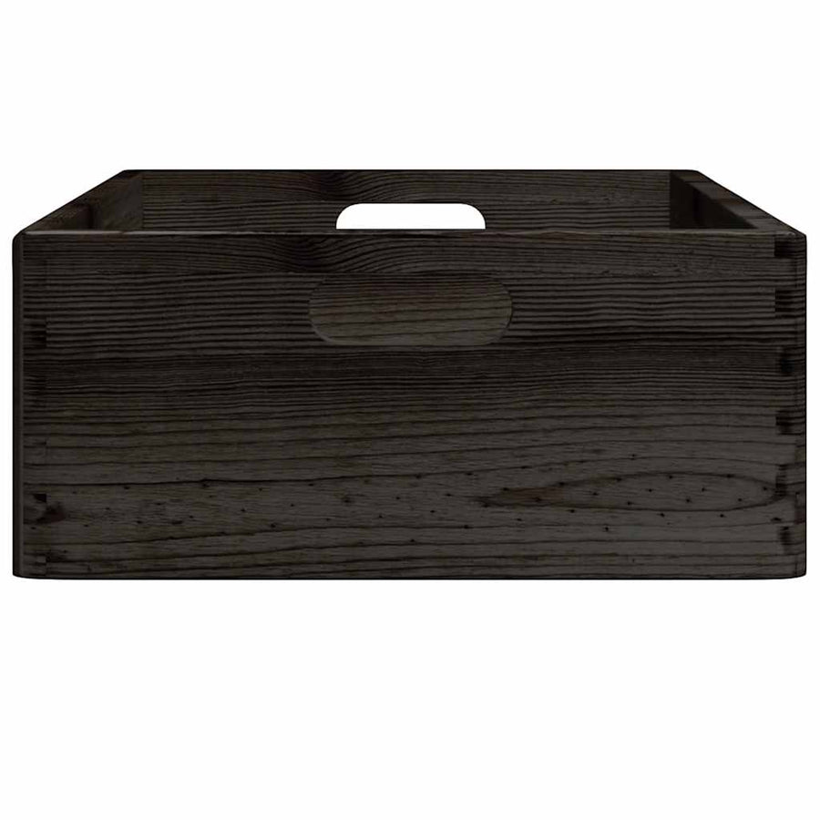 Houten kist met handvatten 40x30x13 cm massief grenenhout zwart