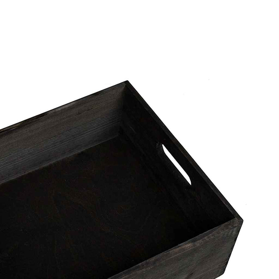 Houten kist met handvatten 40x30x13 cm massief grenenhout zwart