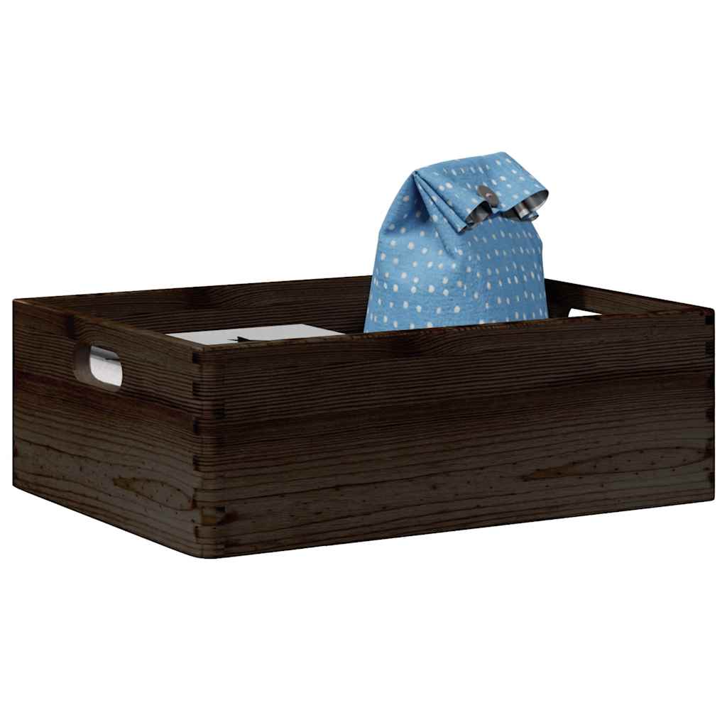 Houten kist met handvatten 40x30x13 cm massief grenenhout zwart