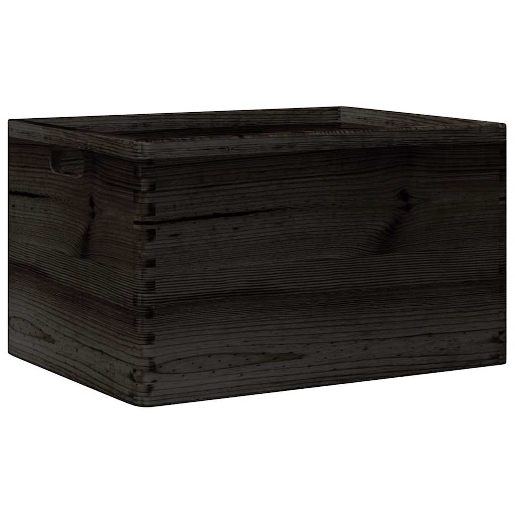 Houten kist met handvatten 40x30x23 cm massief grenenhout zwart