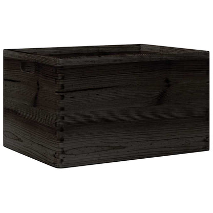 Houten kist met handvatten 40x30x23 cm massief grenenhout zwart