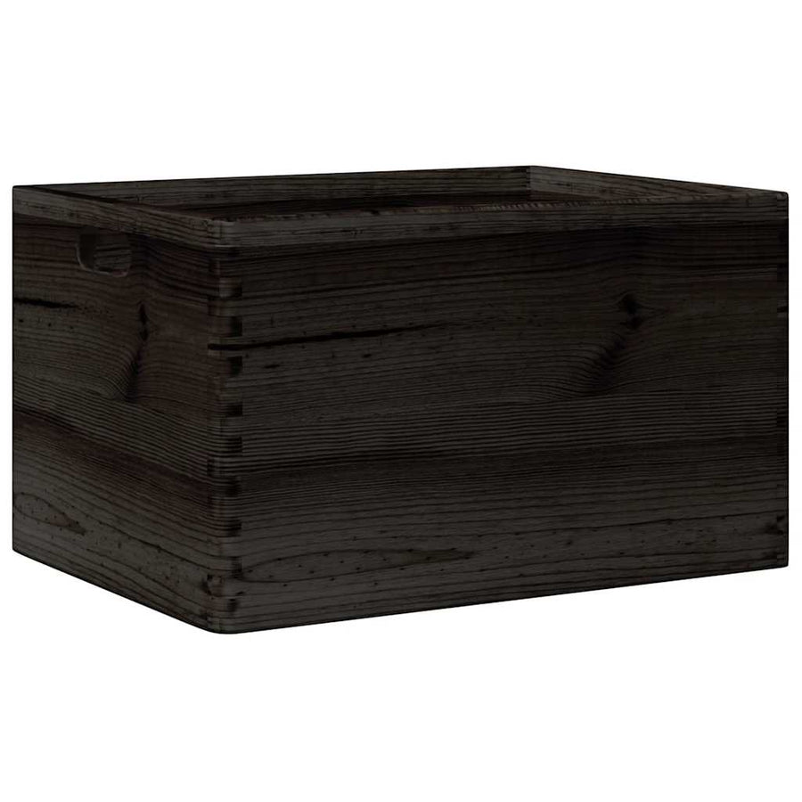 Houten kist met handvatten 40x30x23 cm massief grenenhout zwart